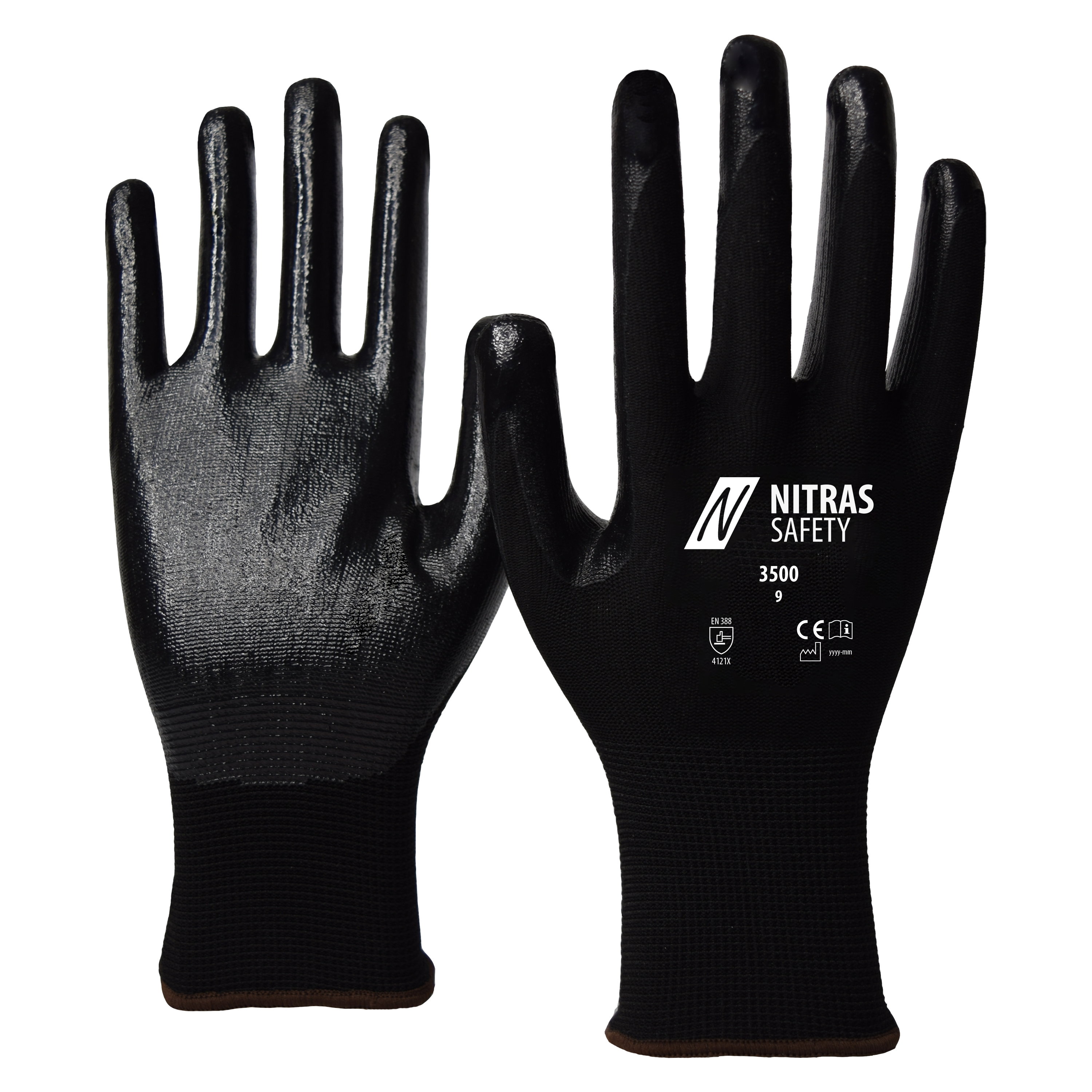 3500 - NITRAS Nylonhandschuhe, schwarz, EN 388
