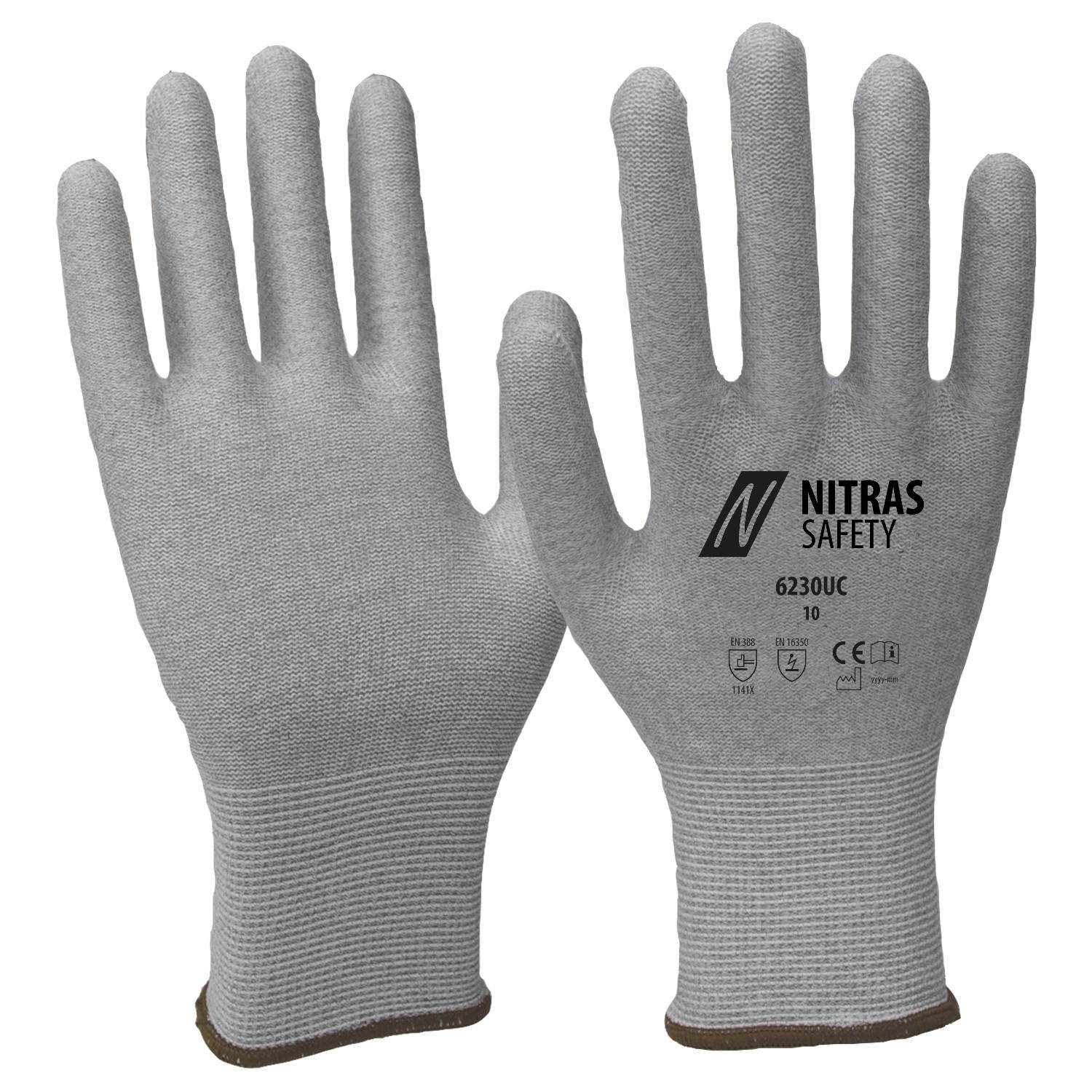 6230UC - NITRAS Antistatikhandschuhe, grau, EN 388, EN 16350