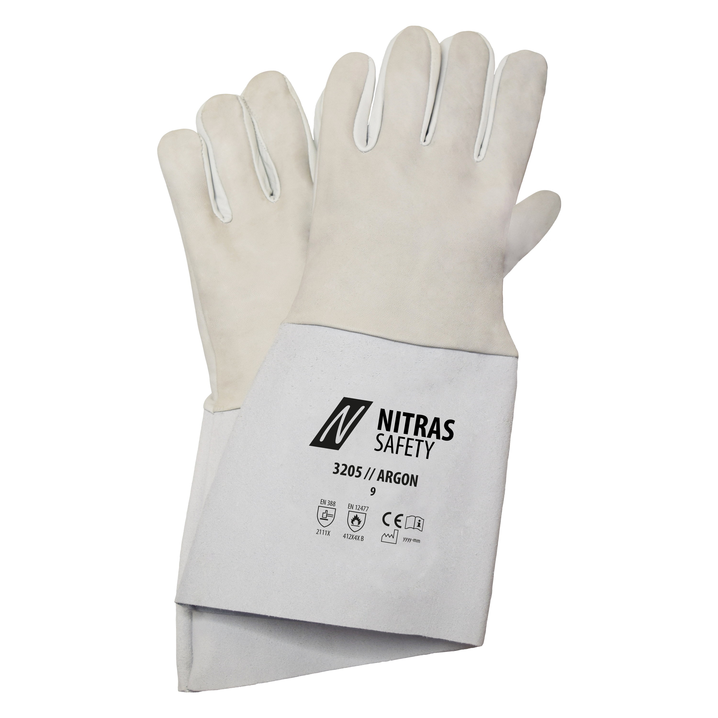 3205 - NITRAS ARGON, Schweißerhandschuhe, grau, EN 388, EN 12477