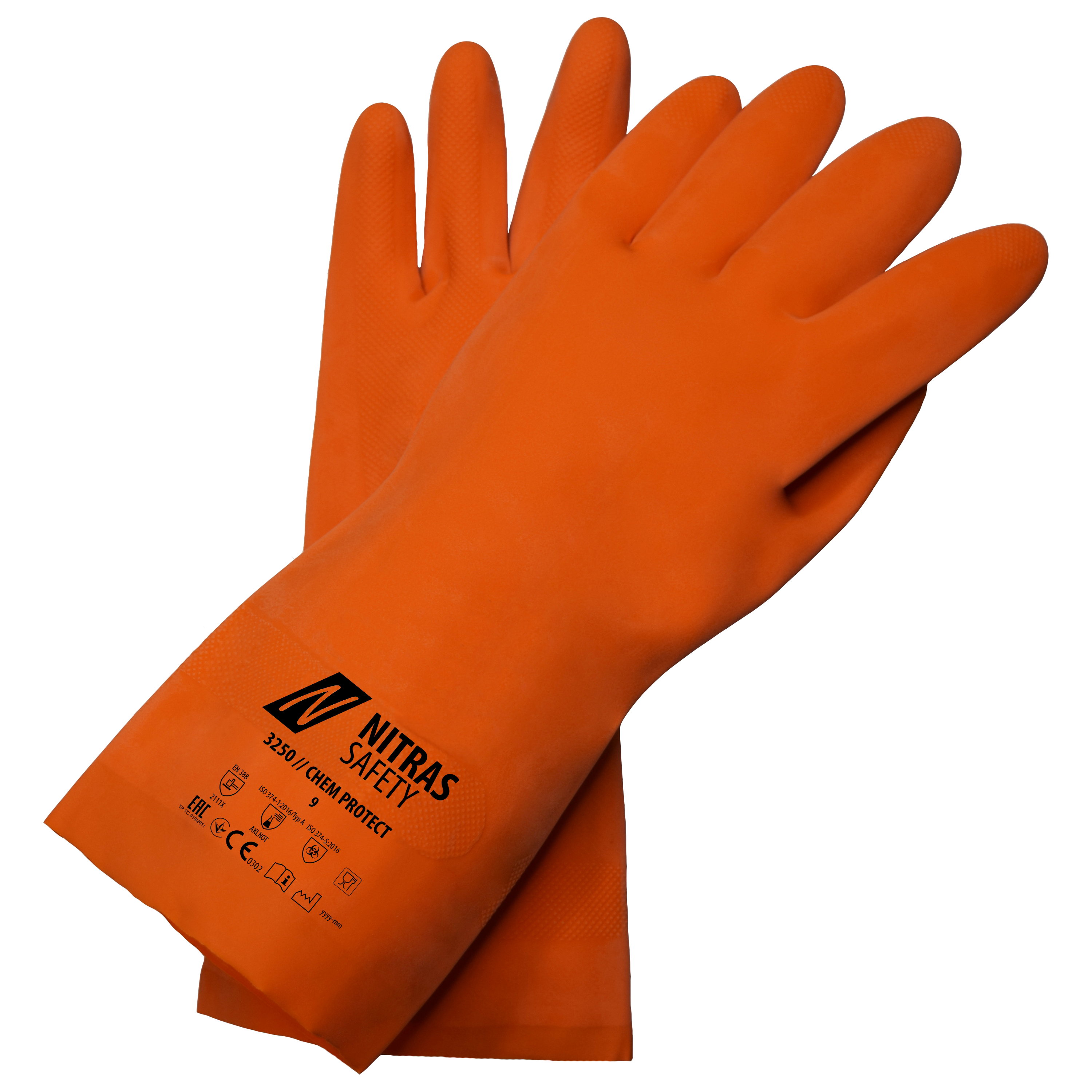 3250 - NITRAS CHEM PROTECT, Chemikalienschutzhandschuhe, orange, EN 388, EN ISO 374