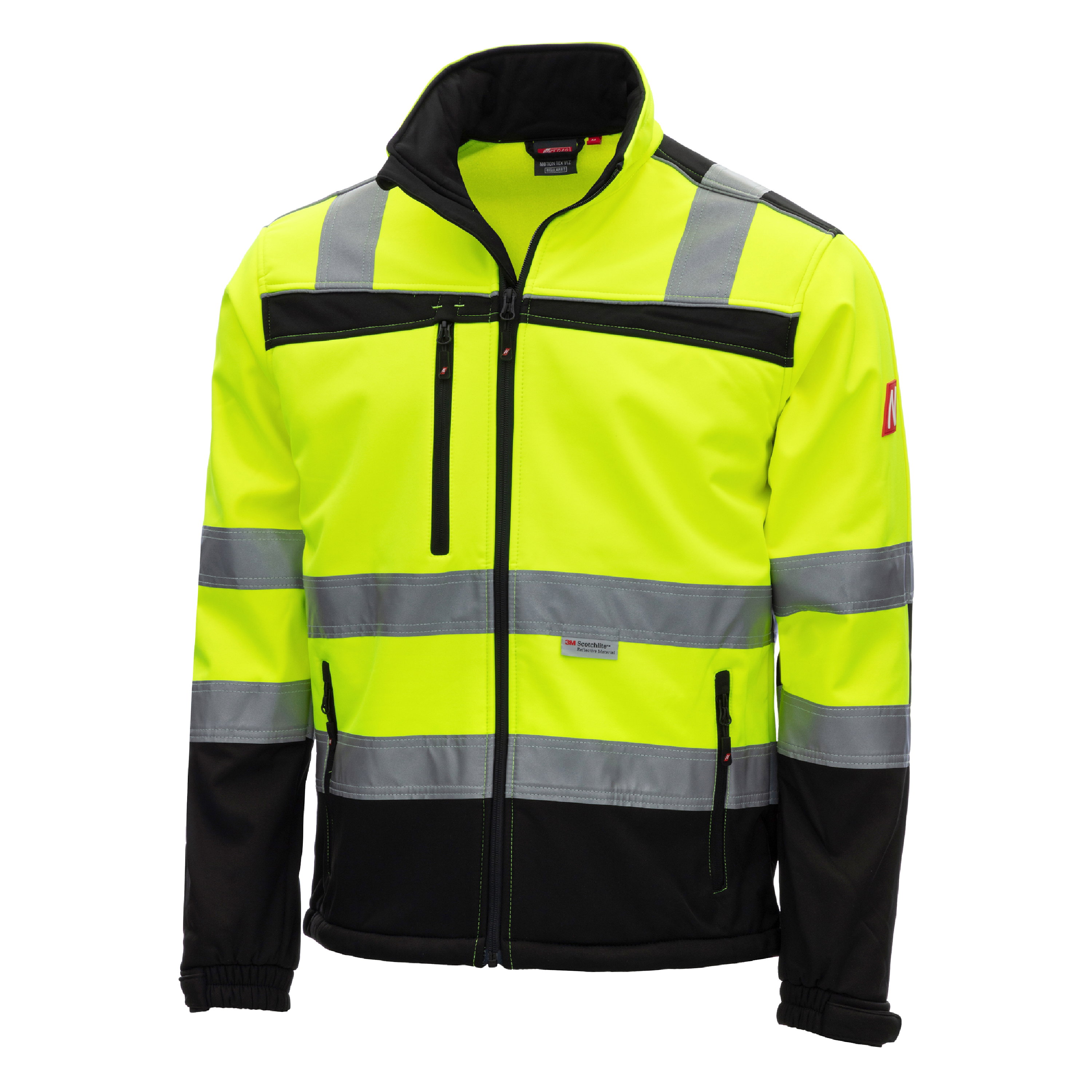 7171 - NITRAS MOTION TEX VIZ, Warn-Softshelljacke, neongelb / schwarz, EN ISO 13688, EN ISO 20471, OEKO-TEX