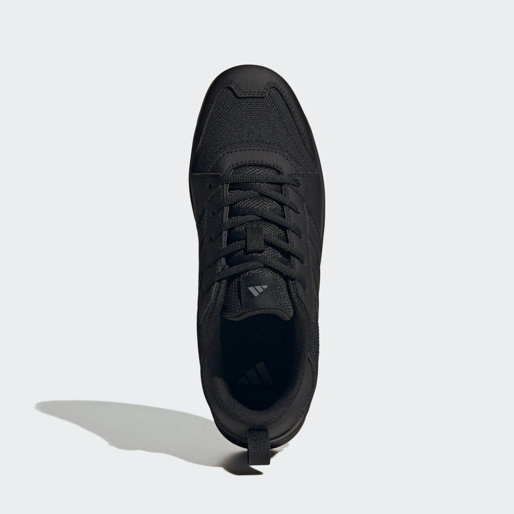 Schwarzer ADIDAS Motix LOW S1PS Sicherheitsschuh von oben, atmungsaktives Obermaterial aus Mikrofaser und Mesh mit Schutzkappe