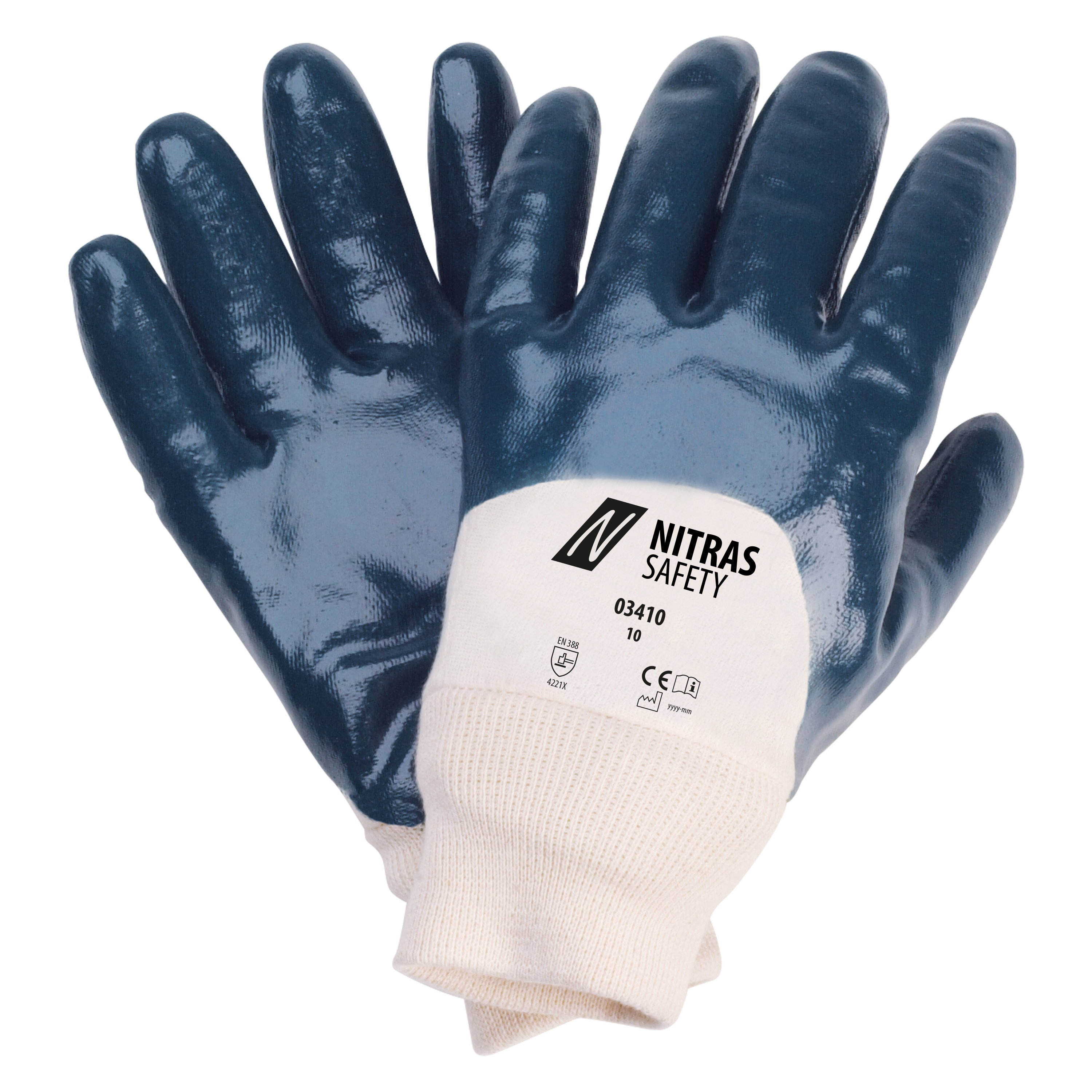 03410 - NITRAS Nitrilhandschuhe, naturfarben / blau, EN 388