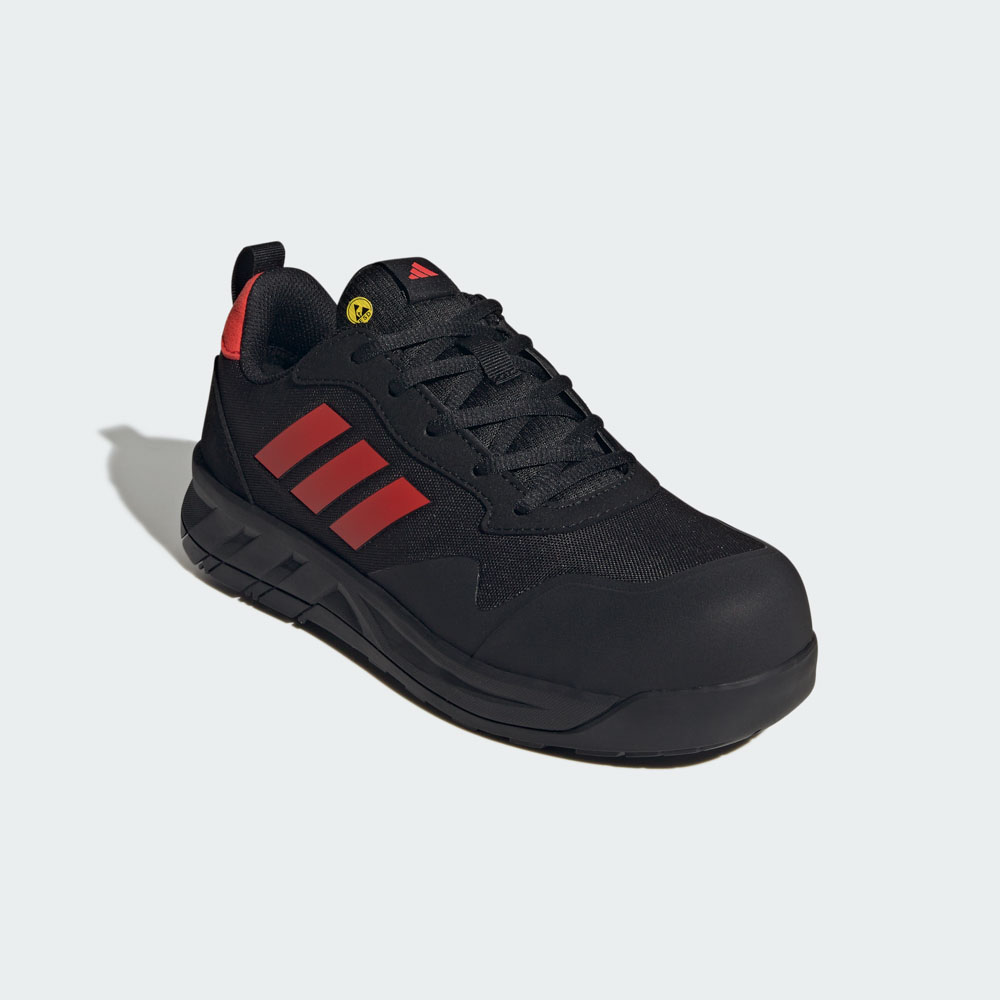 Schwarz-roter ADIDAS Argaro LOW W S1PS Sicherheitsschuh für Damen mit Mesh-Obermaterial und Schutzkappe