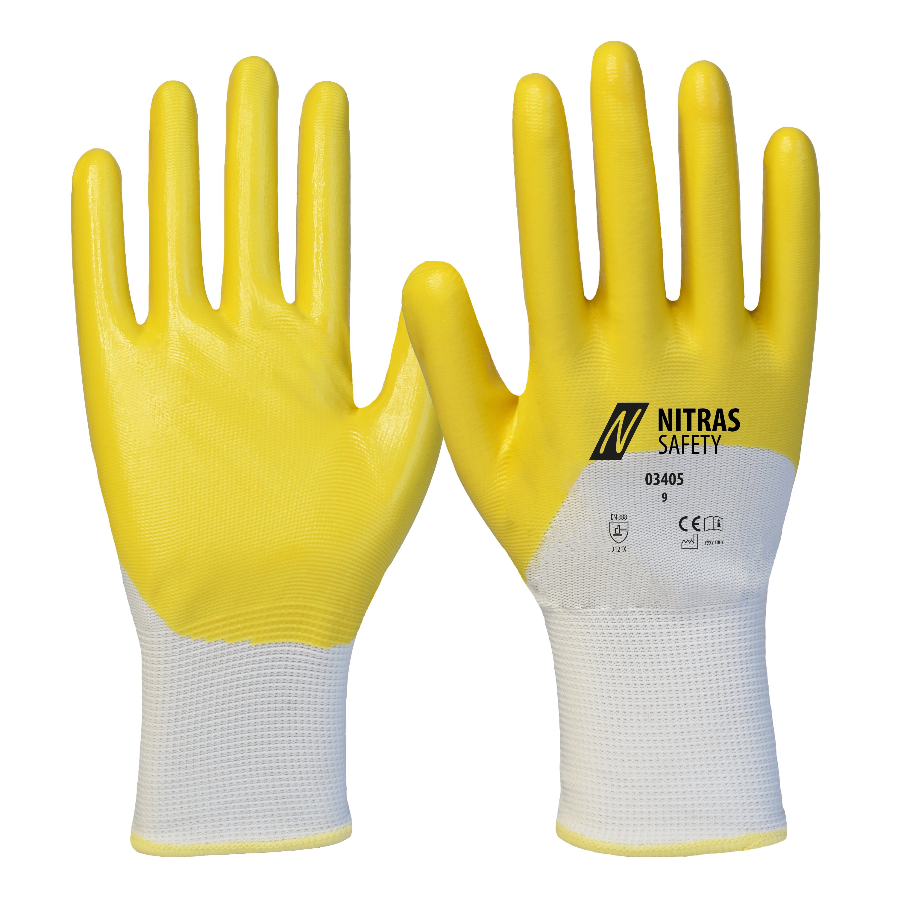 03405 - NITRAS Nitrilhandschuhe, weiß / gelb, EN 388