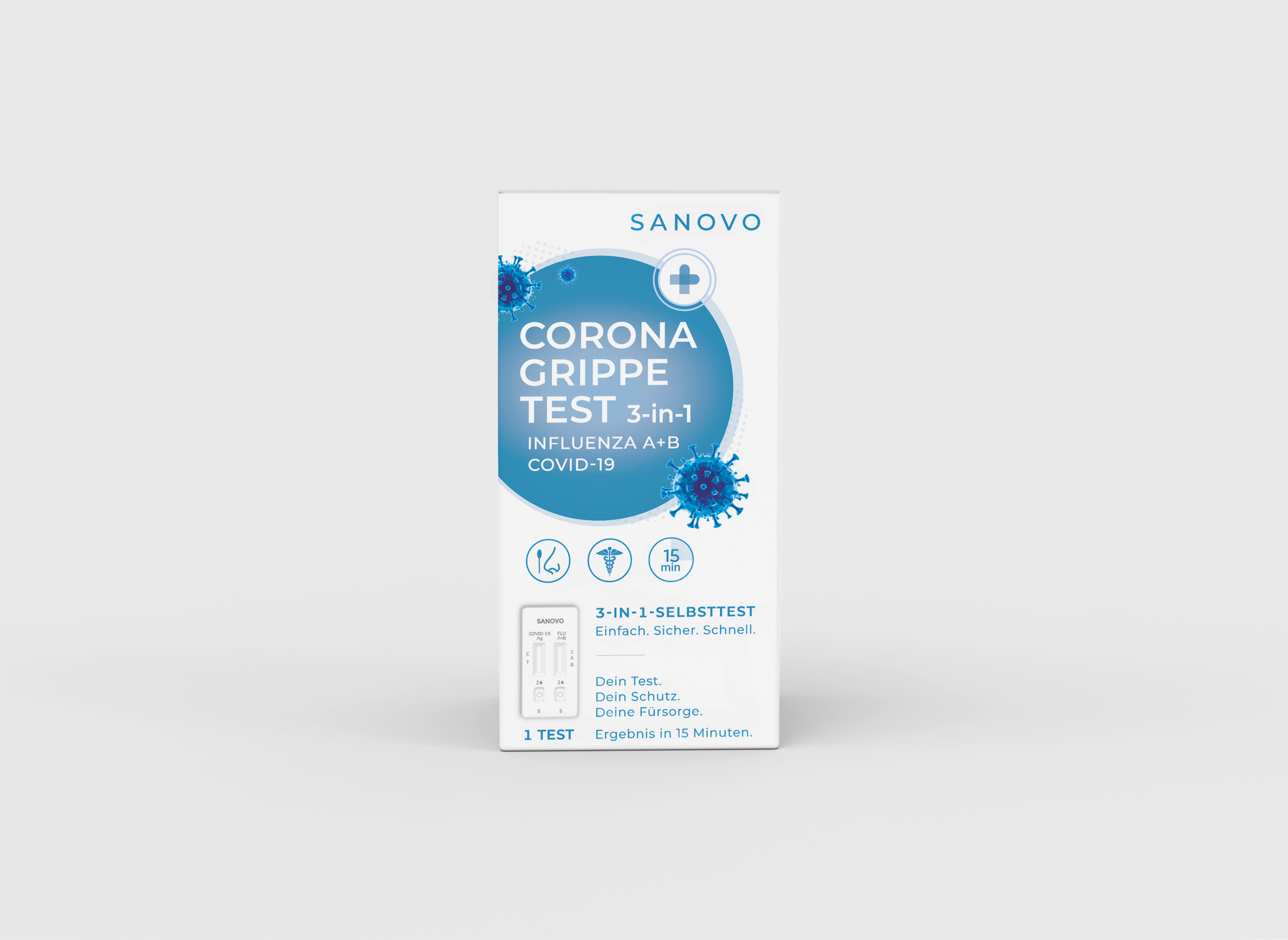 SANOVO 3-in-1 Corona Grippe Test (1er-Pack)