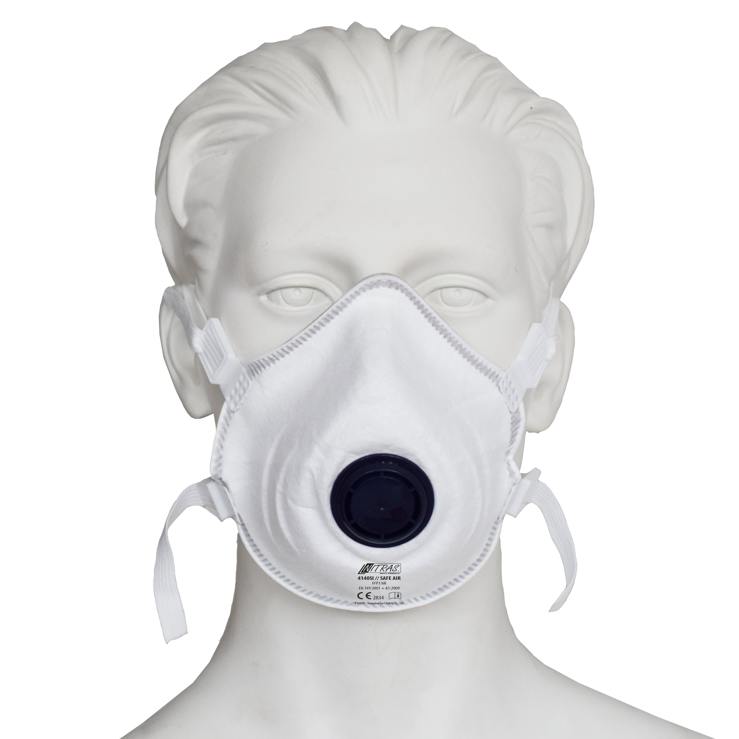 4140SI - NITRAS SAFE AIR, Atemschutzmaske, FFP3 NR, mit Ventil, weiß, EN 149, Box à 10 Stück