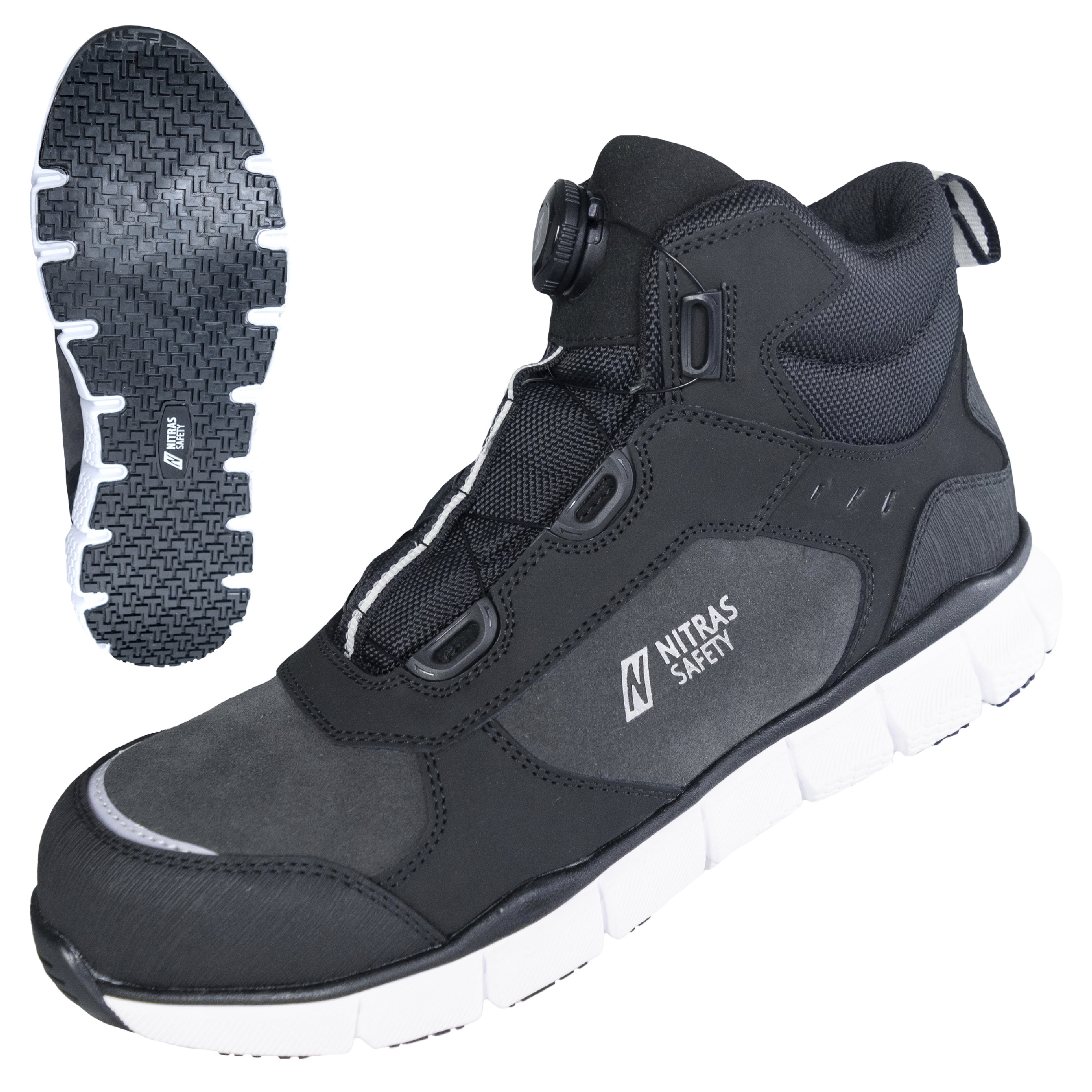 7446 - NITRAS SONIC STEP MID FIT, S3S FO HRO SC SR, Sicherheitsstiefel, halbhoch, grau / schwarz, EN ISO 20345, EN IEC 61340-4-3, DGUV Regel 112-191