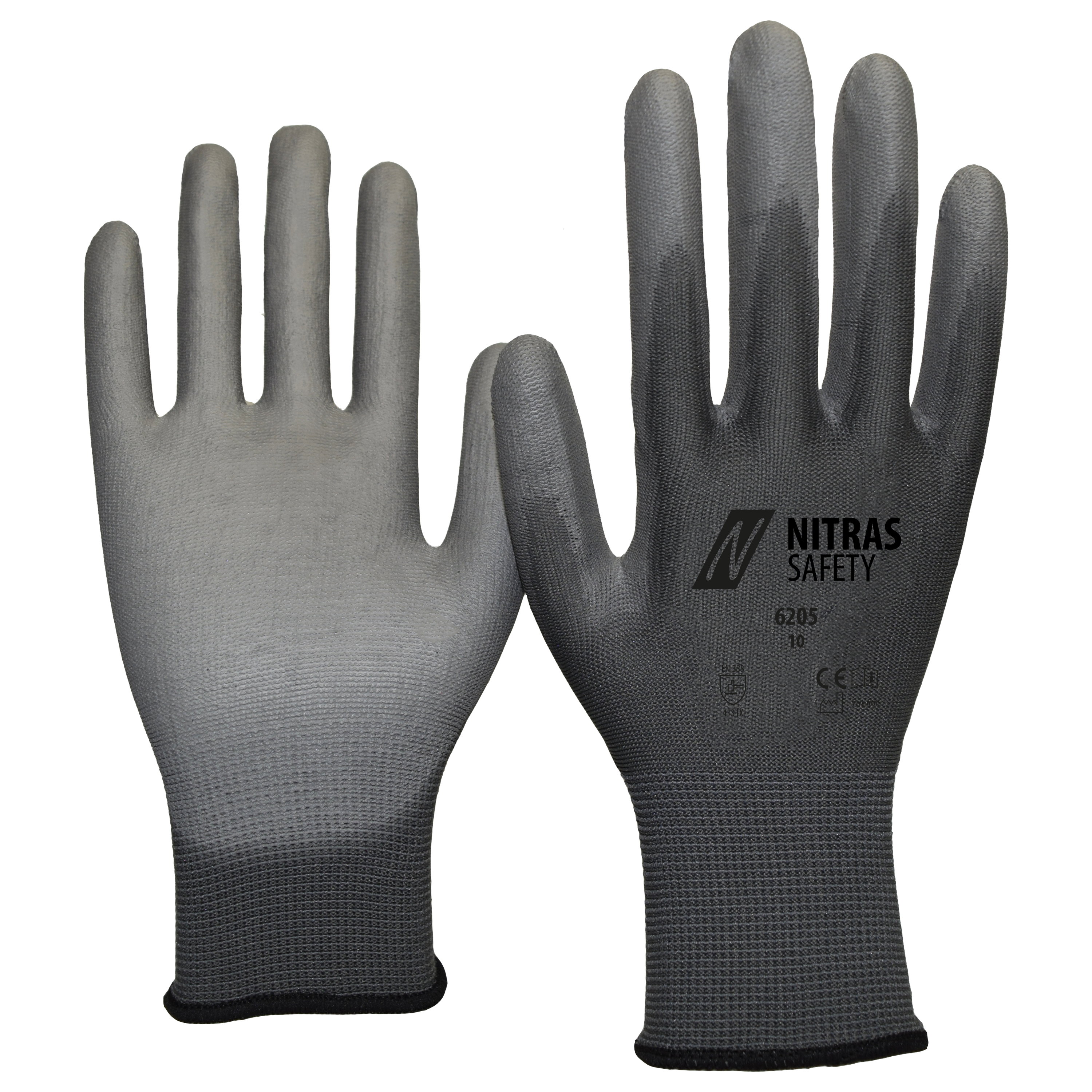6205 - NITRAS Nylonhandschuhe, grau, EN 388