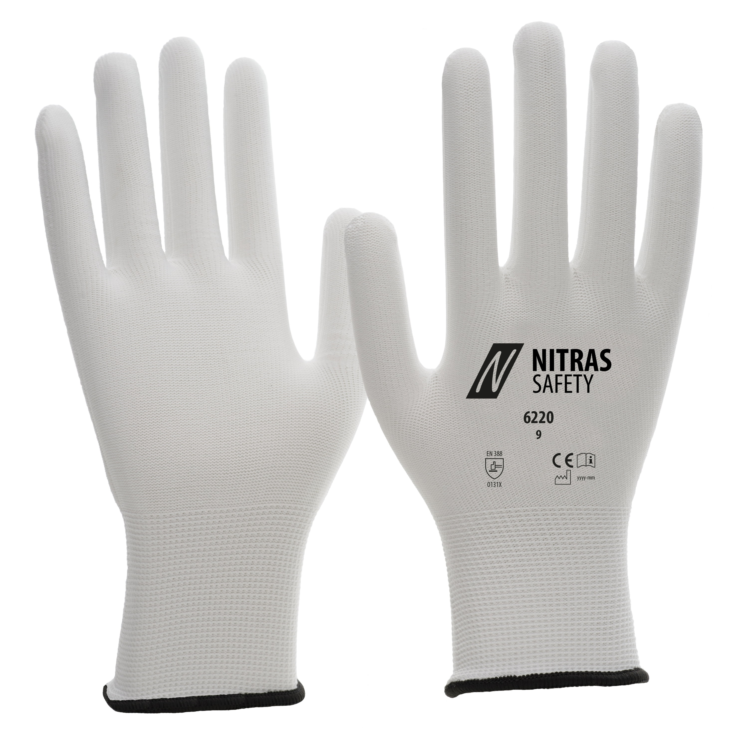 6220 - NITRAS Nylonhandschuhe, weiß, EN 388