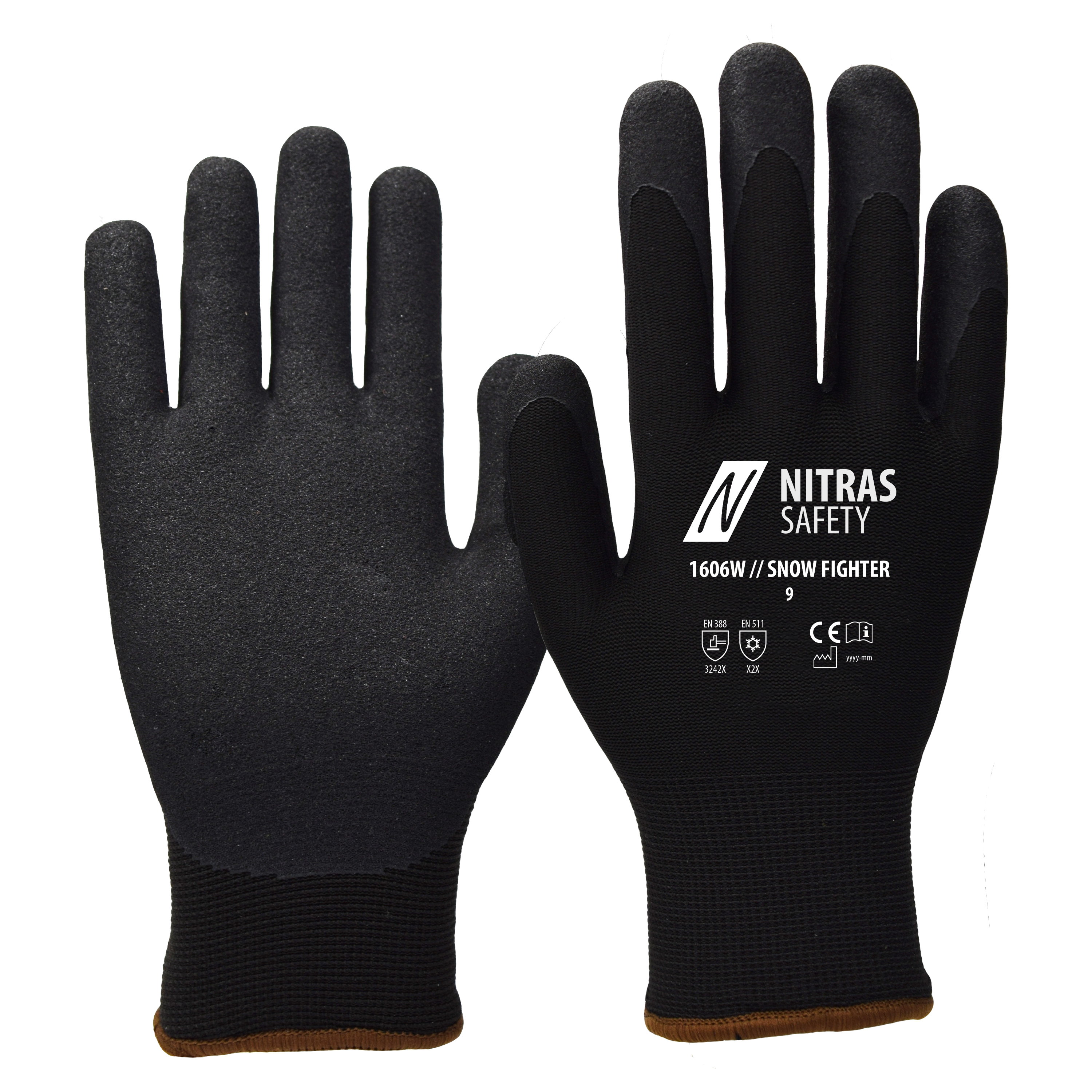 1606W - NITRAS SNOW FIGHTER, Winterhandschuhe, schwarz, EN 388, EN 511
