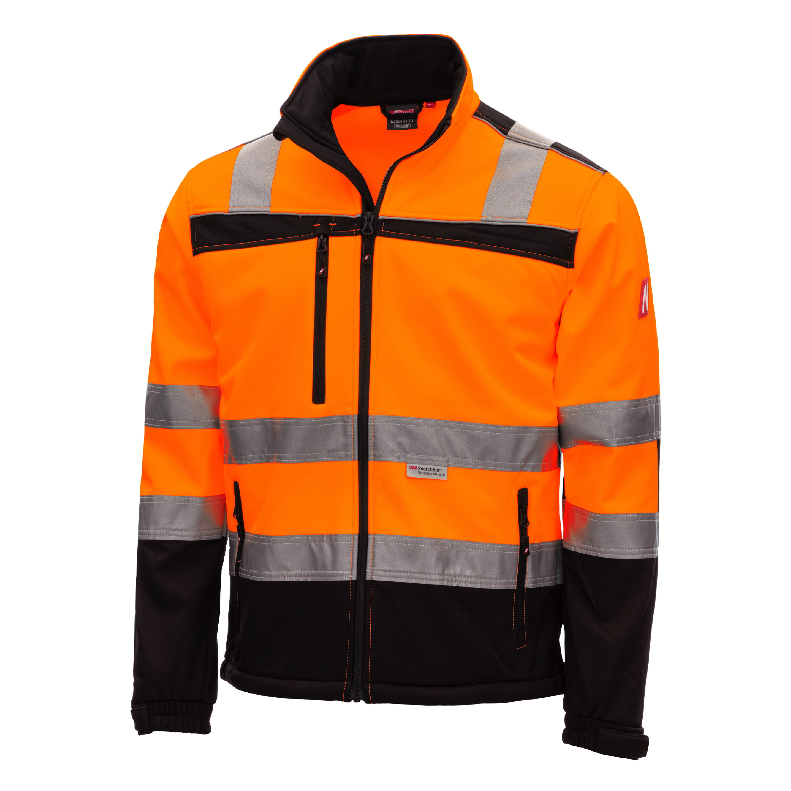 7170 - NITRAS MOTION TEX VIZ, Warn-Softshelljacke, neonorange / schwarz, EN ISO 13688, EN ISO 20471, OEKO-TEX