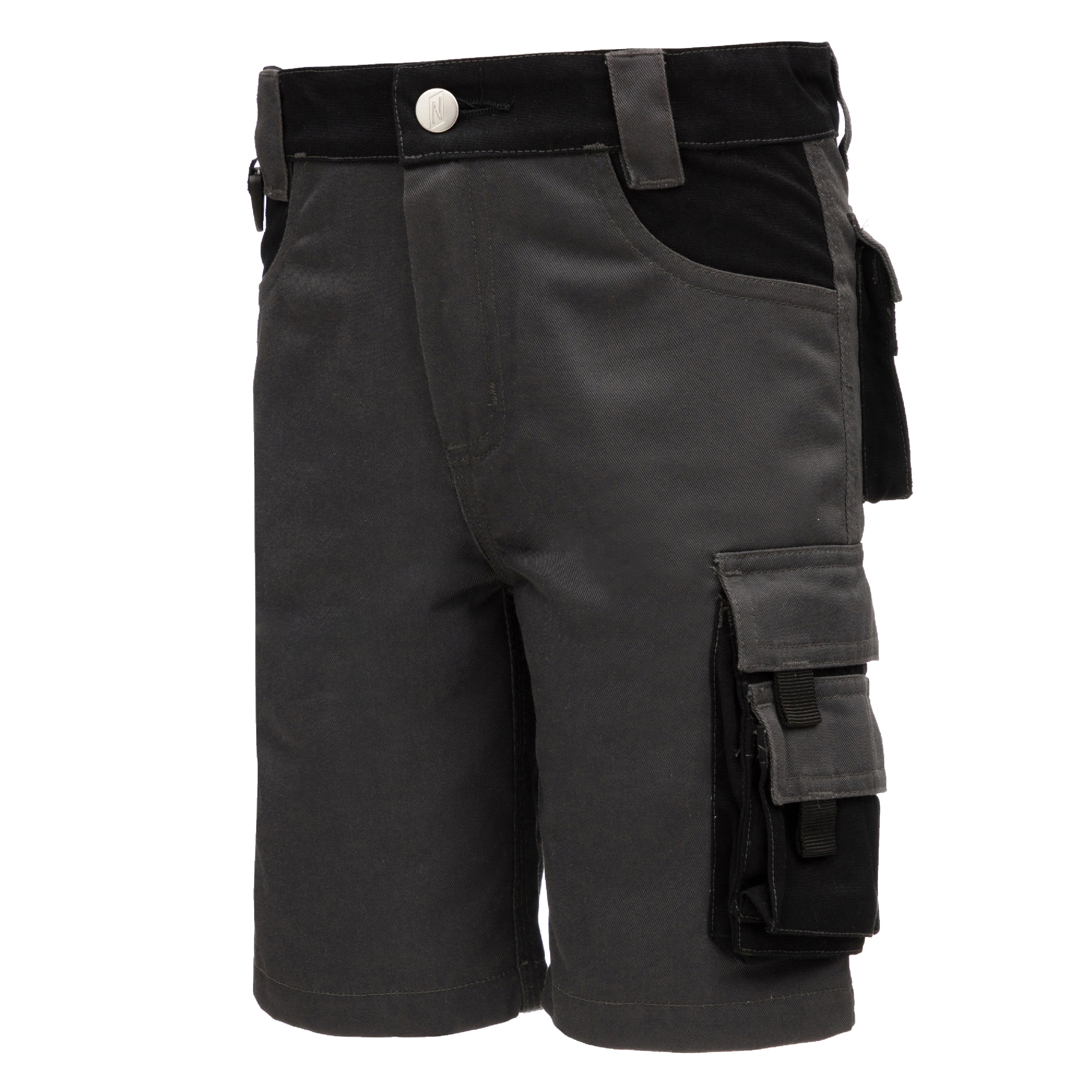 7602KIDS - NITRAS MOTION TEX KIDS, Arbeitshose, kurz, grau / schwarz, OEKO-TEX