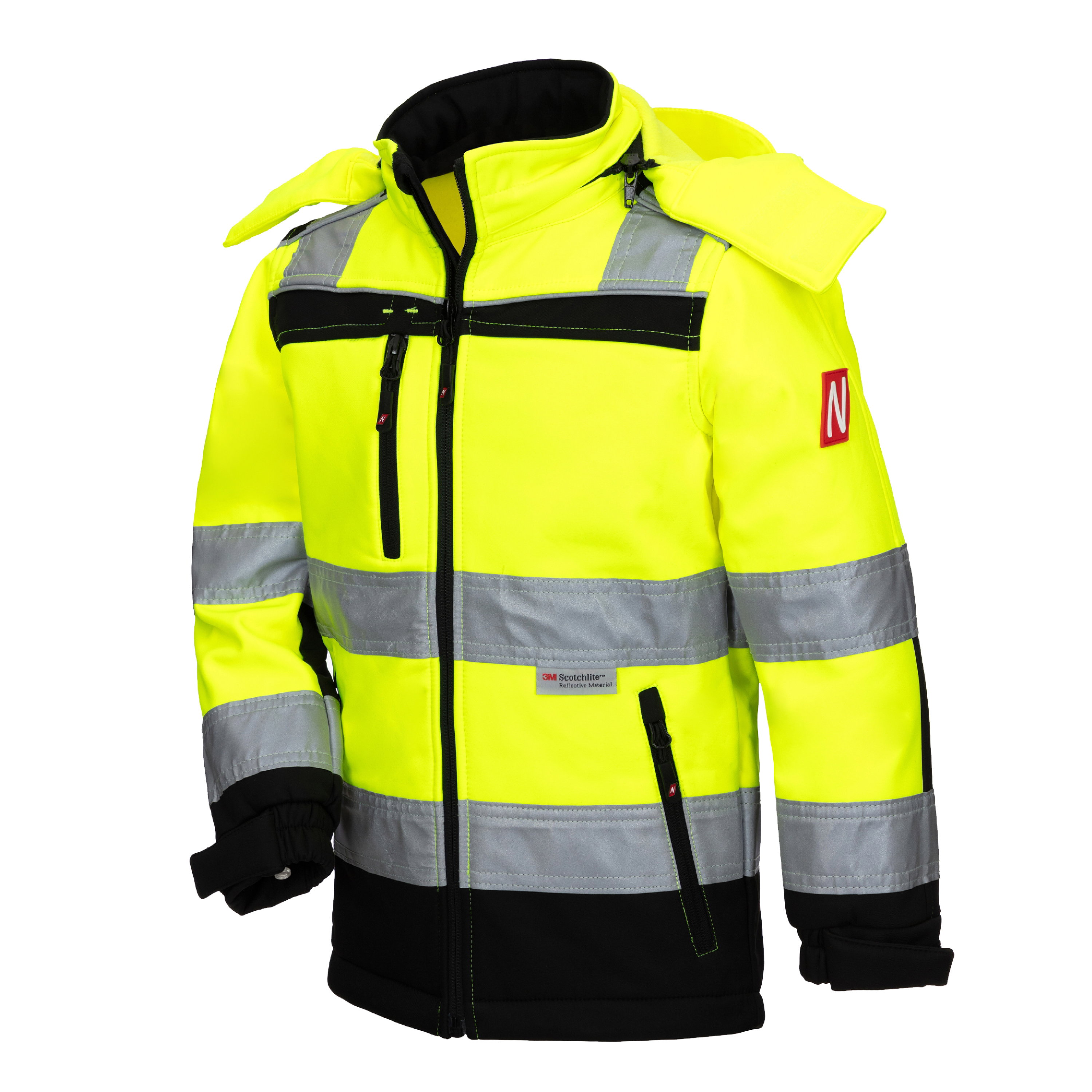 7171KIDS - NITRAS MOTION TEX KIDS, Warn-Softshelljacke, neongelb / schwarz, EN ISO 13688, EN 1150, OEKO-TEX