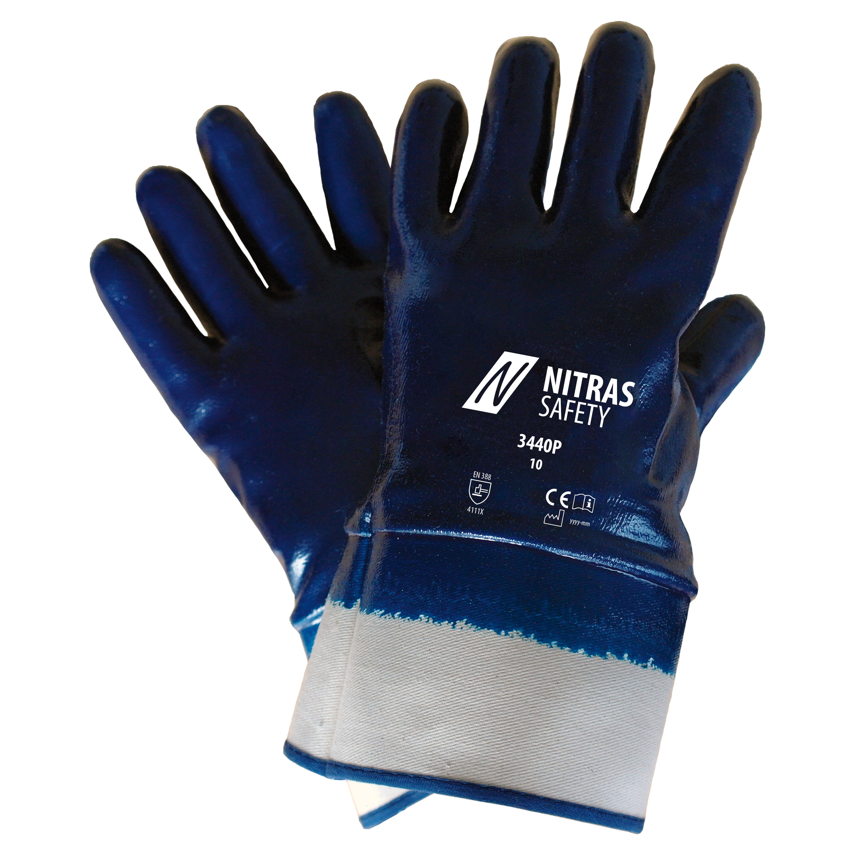 3440P - NITRAS Nitrilhandschuhe, weiß / blau, EN 388